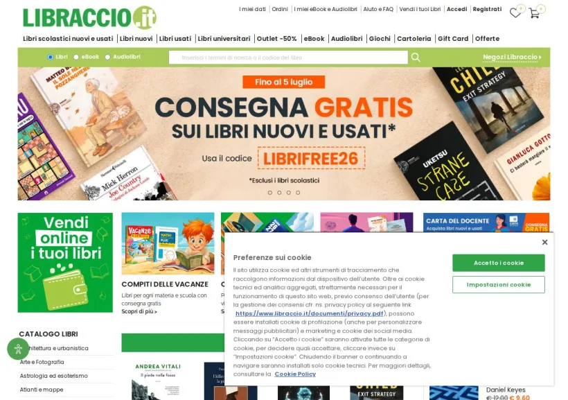 Schermata della pagina offerta di Libraccio