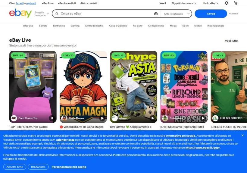 Schermata della pagina offerta di eBay