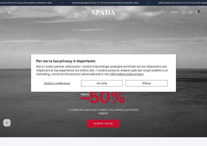 Schermata della pagina offerta di Spada Roma