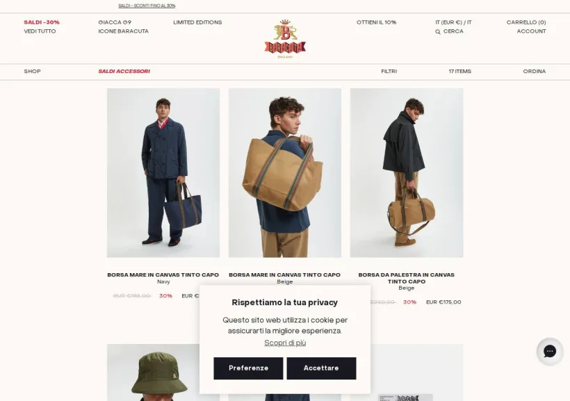 Schermata della pagina offerta di Baracuta