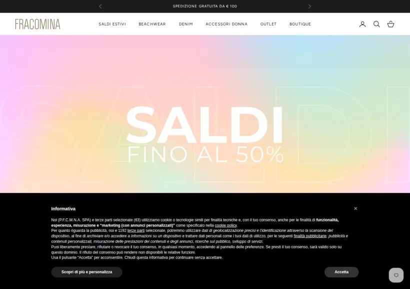 Schermata della pagina offerta di Fracomina