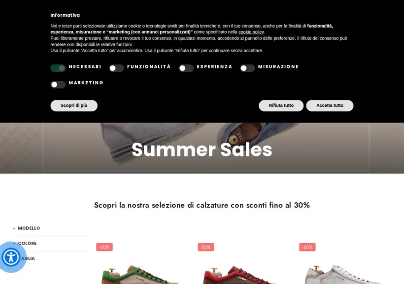 Schermata della pagina offerta di Harris Shoes