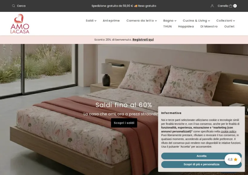 Schermata della pagina offerta di Amolacasa