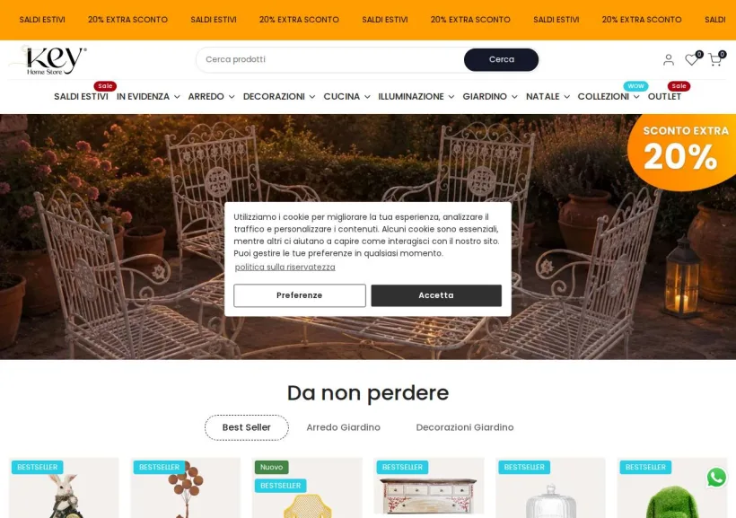 Schermata della pagina offerta di Key home store