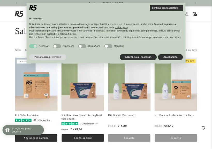 Schermata della pagina offerta di R5living