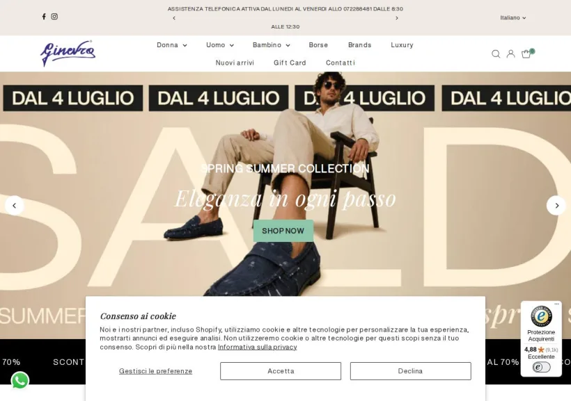 Schermata della pagina offerta di Ginevra Calzature