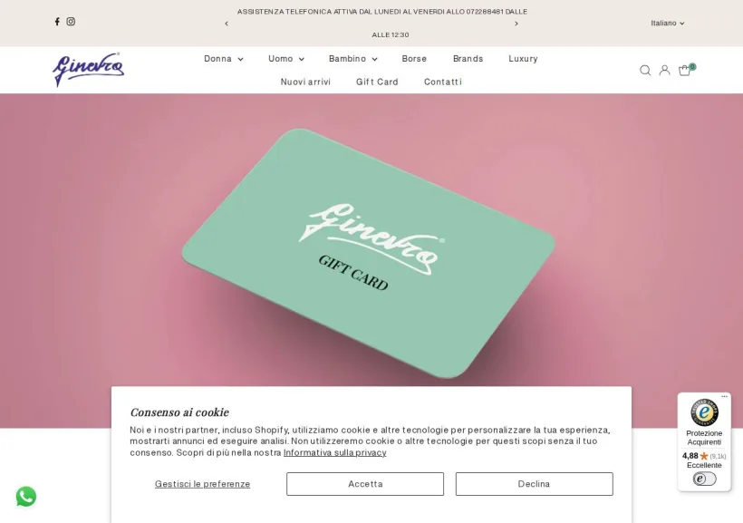 Schermata della pagina offerta di Ginevra Calzature