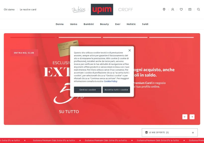 Schermata della pagina offerta di Upim