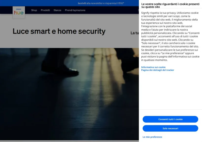 Schermata della pagina offerta di Philips Hue