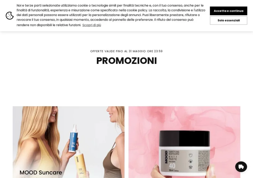 Schermata della pagina offerta di Mood