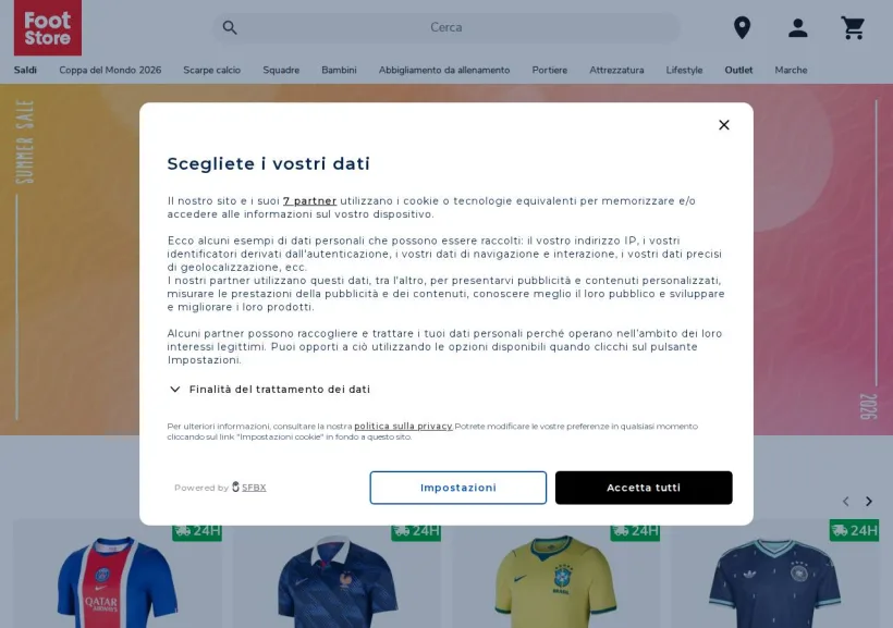 Schermata della pagina offerta di Foot-Store