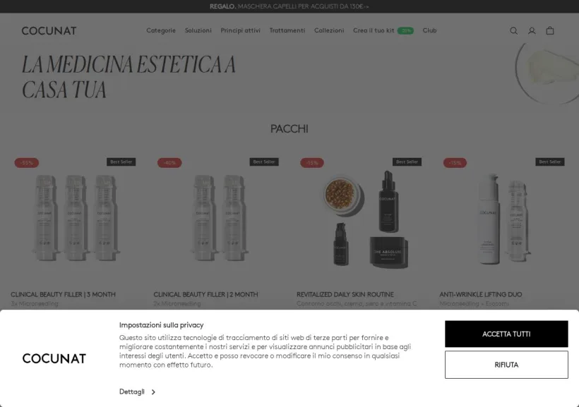 Schermata della pagina offerta di Cocunat