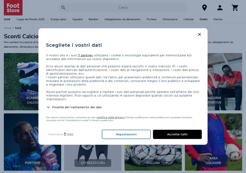 Schermata della pagina offerta di Foot-Store