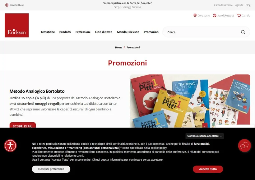Schermata della pagina offerta di Erickson