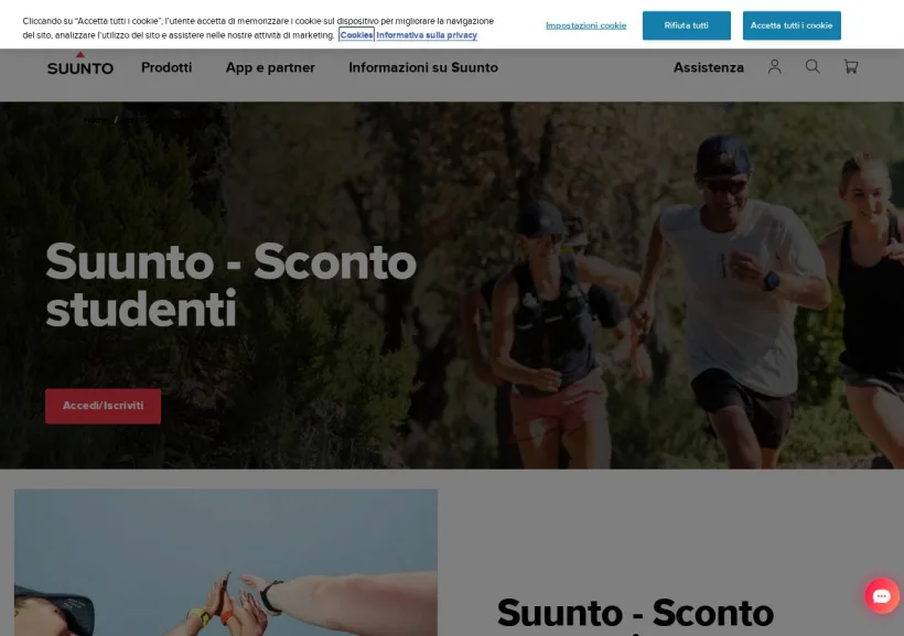 Schermata della pagina offerta di Suunto