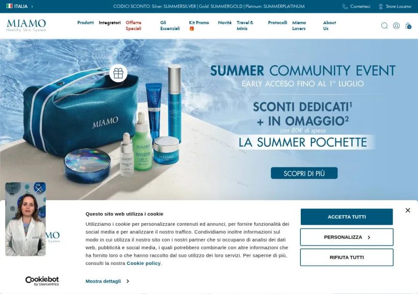Schermata della pagina offerta di Miamo