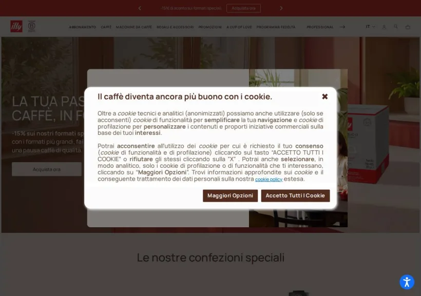 Schermata della pagina offerta di Illy