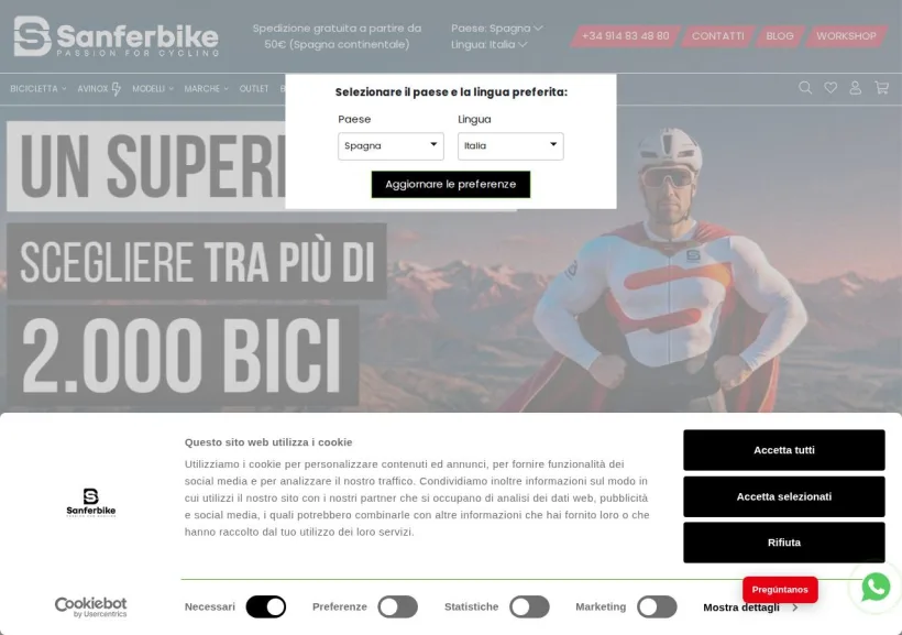 Schermata della pagina offerta di Sanferbike Italy