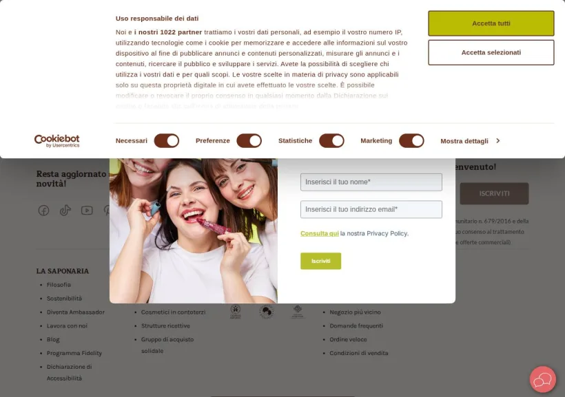 Schermata della pagina offerta di La Saponaria