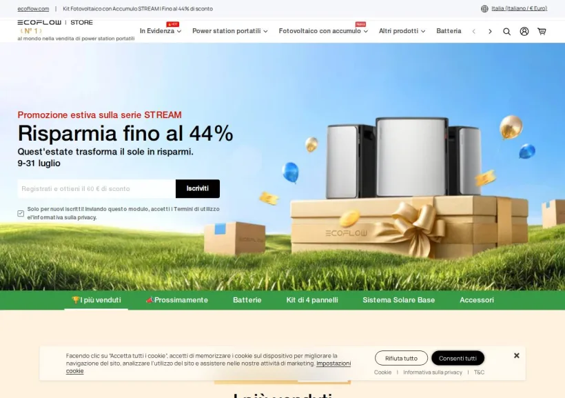 Schermata della pagina offerta di EcoFlow Italia