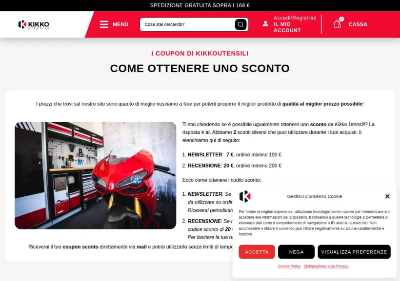Schermata della pagina offerta di Kikko Utensili