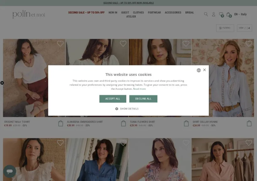 Schermata della pagina offerta di Polin et Moi