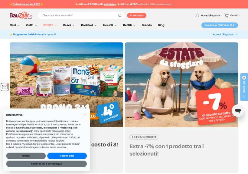 Schermata della pagina offerta di Bauzaar