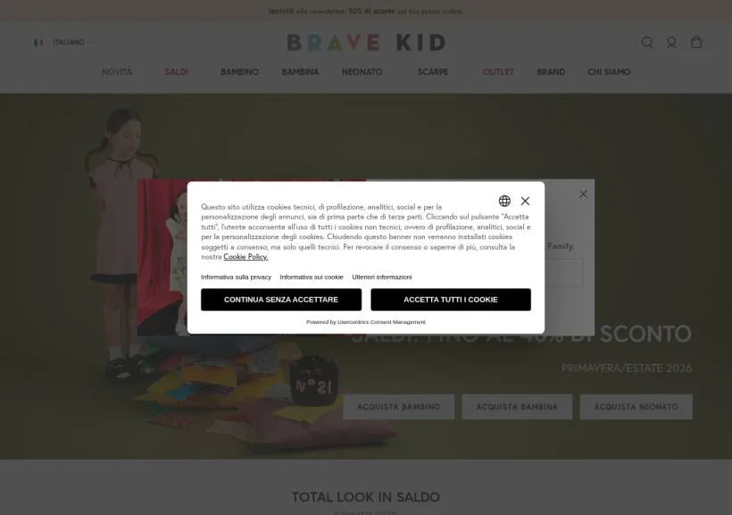 Schermata della pagina offerta di Bravekid