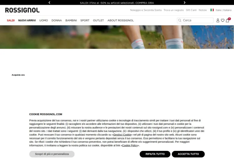 Schermata della pagina offerta di Rossignol