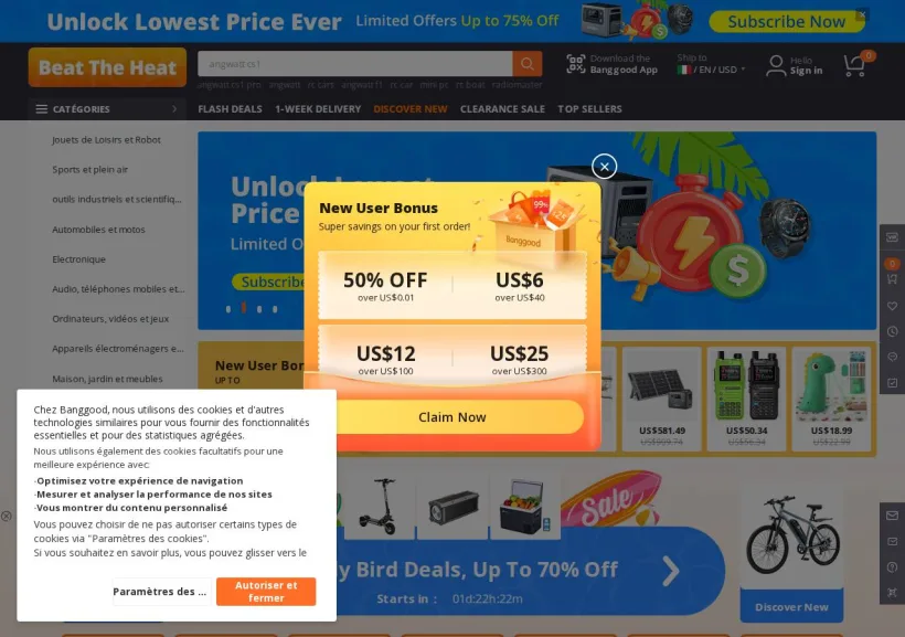 Schermata della pagina offerta di Banggood