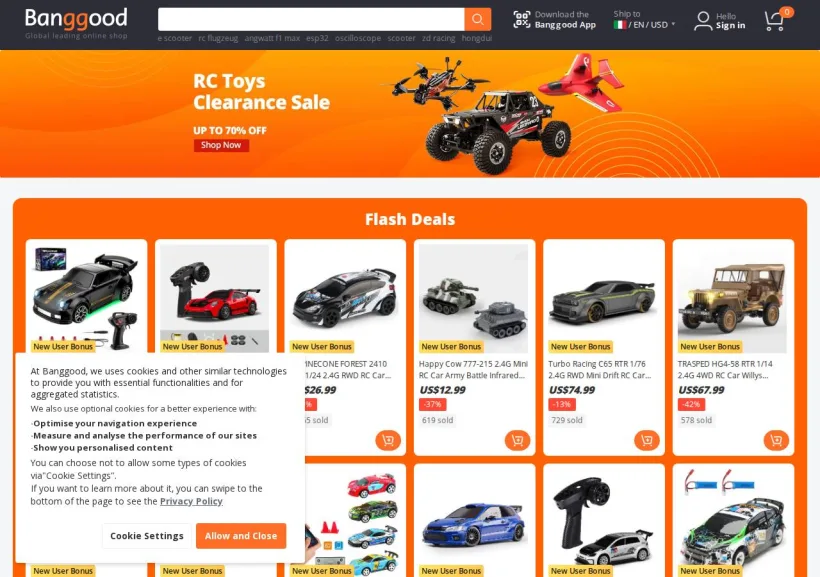 Schermata della pagina offerta di Banggood