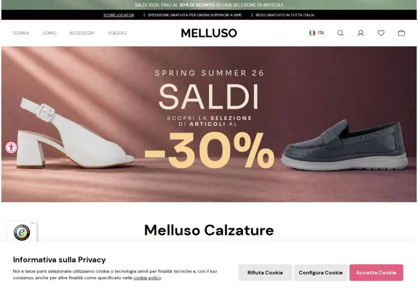 Schermata della pagina offerta di Melluso
