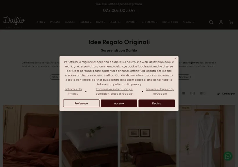 Schermata della pagina offerta di Dalfilo