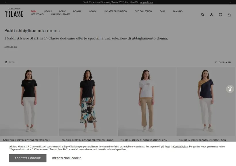 Schermata della pagina offerta di Alviero Martini