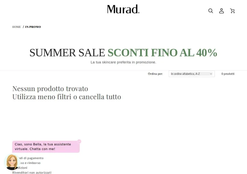 Schermata della pagina offerta di Murad