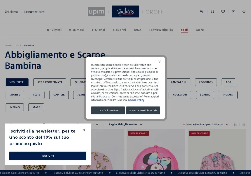 Schermata della pagina offerta di Blu Kids