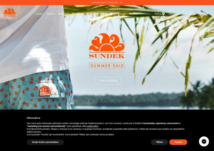 Schermata della pagina offerta di Sundek 