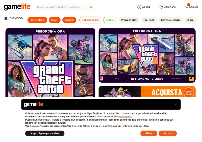 Schermata della pagina offerta di GameStop