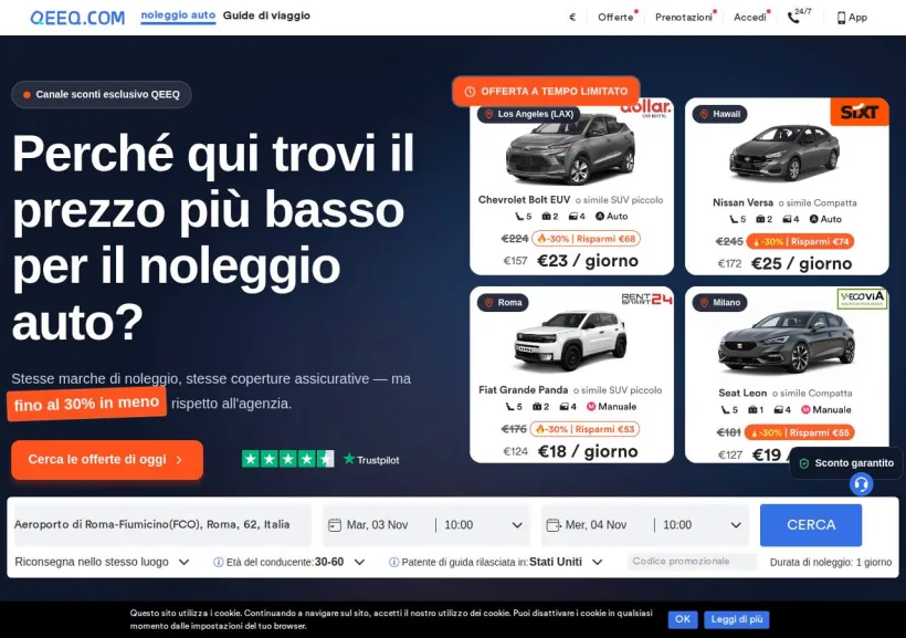 Schermata della pagina offerta di Qeeq