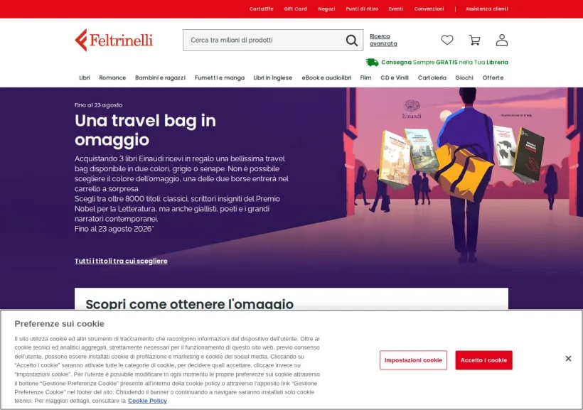 Schermata della pagina offerta di La Feltrinelli