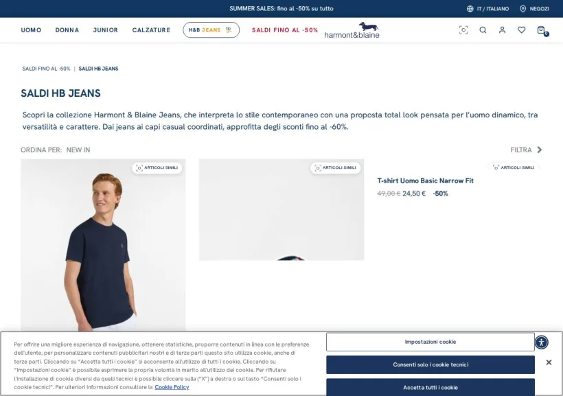Schermata della pagina offerta di Harmont & Blaine
