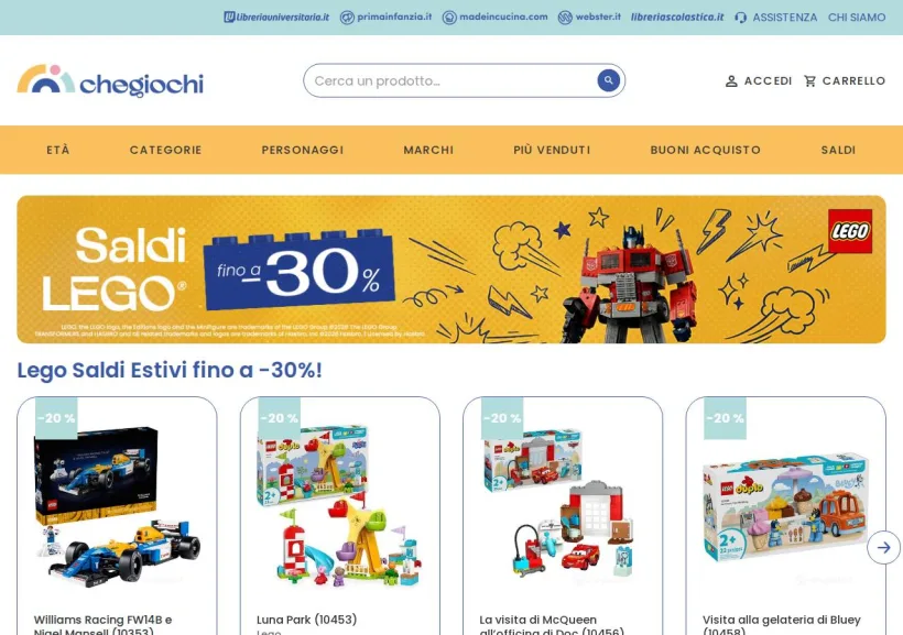 Schermata della pagina offerta di Che Giochi