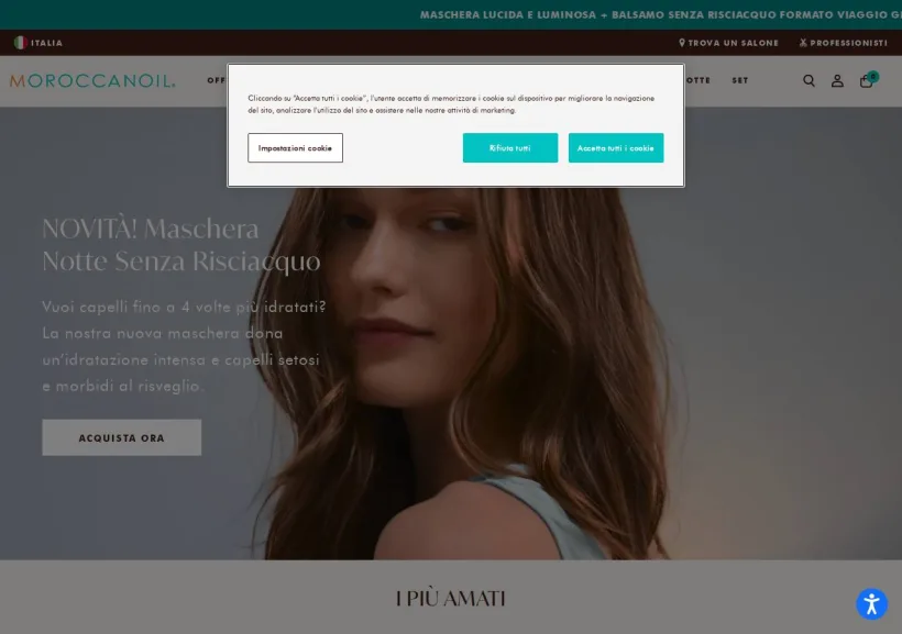 Schermata della pagina offerta di Moroccanoil