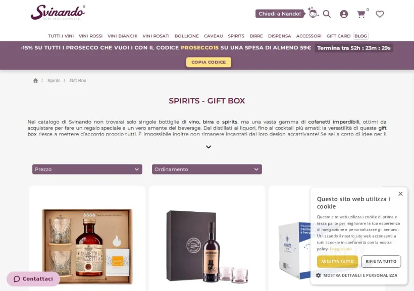 Schermata della pagina offerta di Svinando