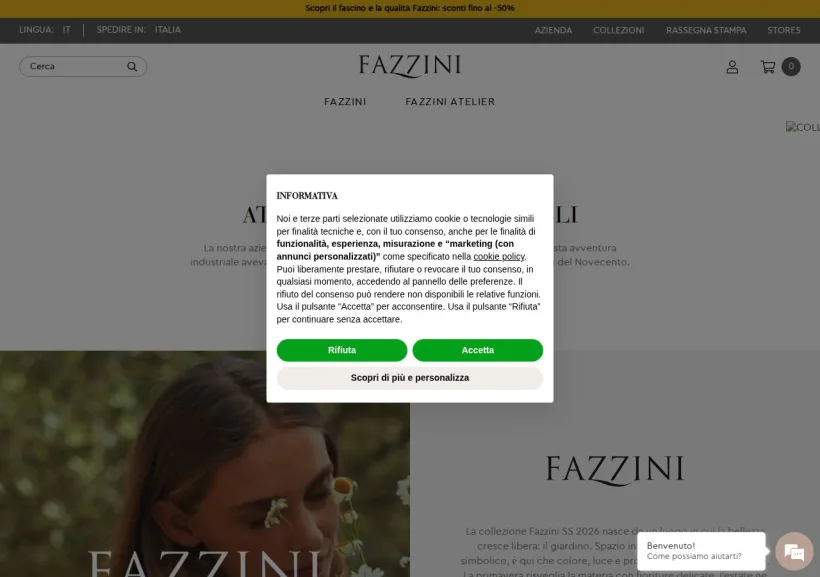 Schermata della pagina offerta di Fazzini Home