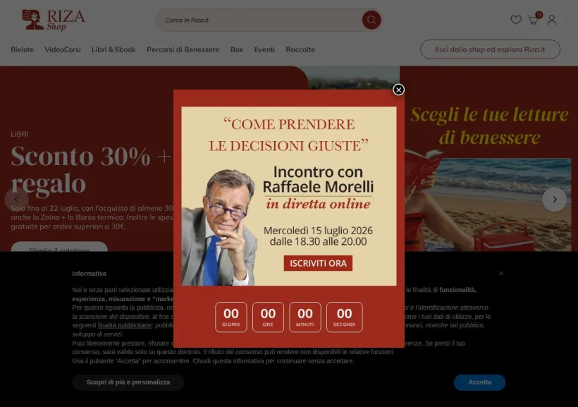 Schermata della pagina offerta di Edizioni Riza 