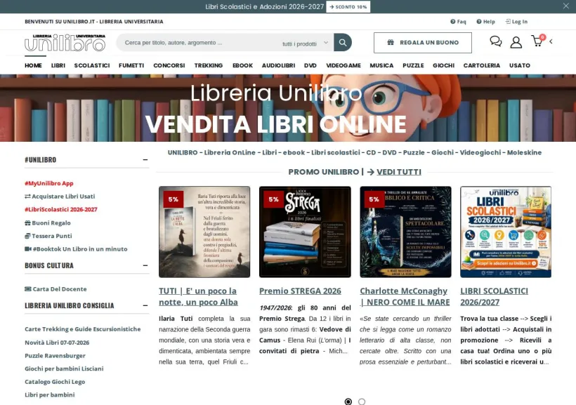 Schermata della pagina offerta di Unilibro
