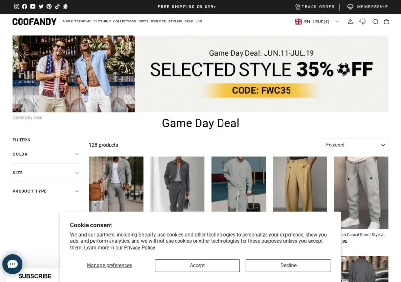 Schermata della pagina offerta di COOFANDY