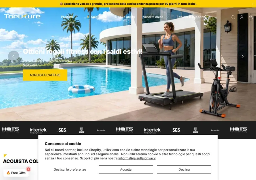 Schermata della pagina offerta di Toputure