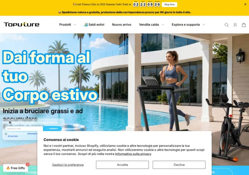 Schermata della pagina offerta di Toputure